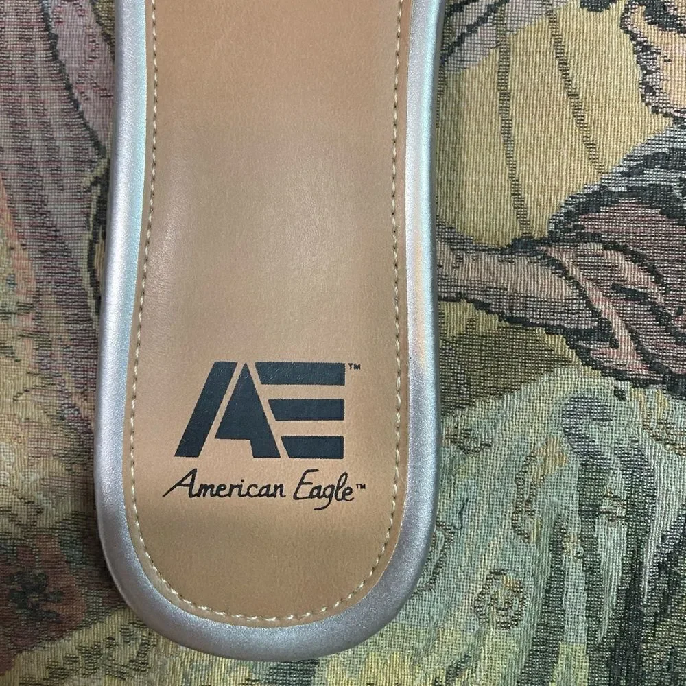 Black and Silver Stretchy American Eagle Sandals